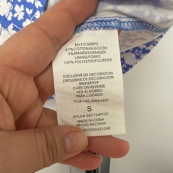 GB Gianni Bini Women's Blue and White Spaghetti Strap Small Mini Derby Dress - Picture 9 of 13